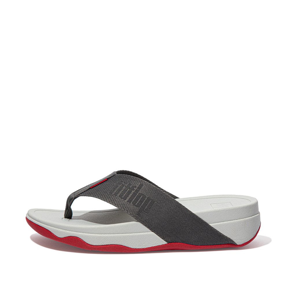 Fitflop Womens Sandals - Surfa Woven Logo Toe-post - Grey - 236-TRAUDM
